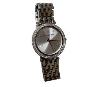 Michael Kors Darci Silver Bracelet Band Crystal Framed Dial Watch